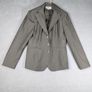 Sharagano Suits Blazer Womens Size 10 Green 3 Button Long Sleeve Jacket